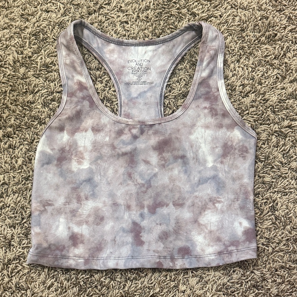 Evolution and Creation Tie-Dye Tank Top - Gray and Purple